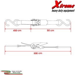 Cinta da 800 kg, doppio gancio, cricchetto, protezione antigraffio Xtremeshop.it