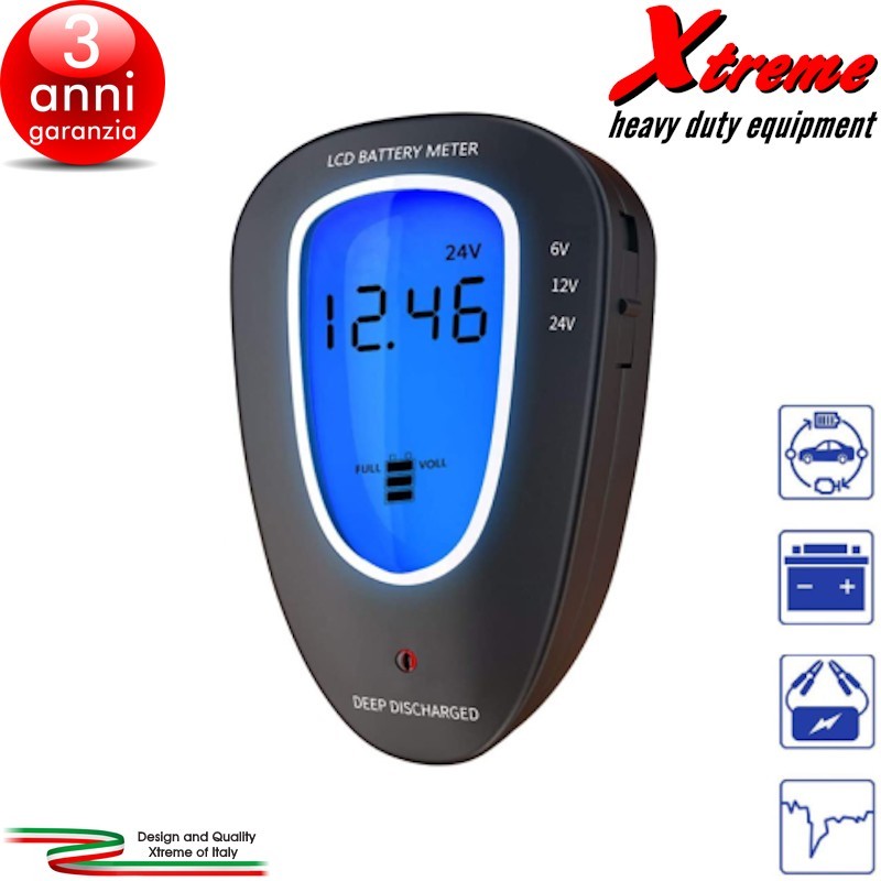 Tester Controllo Batteria 6V - 12V - 24V | Extremeshop.it