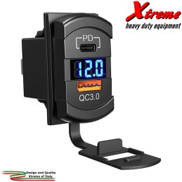 Serie II - Presa doppia USB C PD + USB QC 3.0 + Voltmetro | Xtreme...