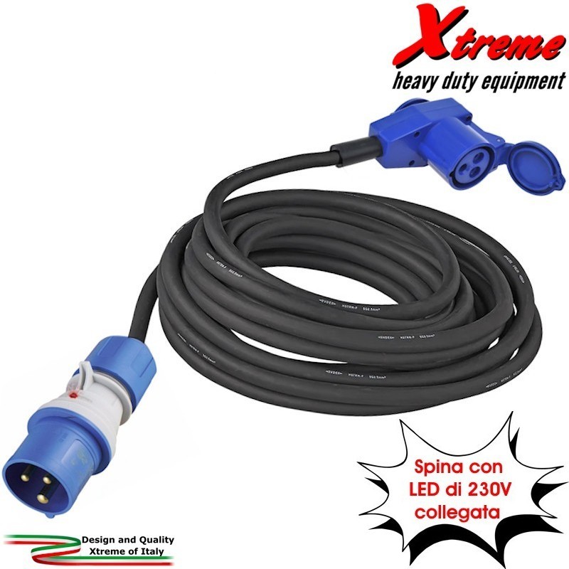 Cavo 230V in Neoprene 3x2,5mm² per Camper con LED di rete - 10/40 m...