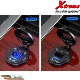 Modular Socket USB C PD + USB QC 3.0 + Voltmetro | Extremeshop.it