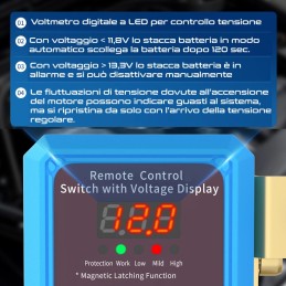 Stacca batteria con telecomando 12V/24V 240A con voltmetro LED | XTREMESHOP.IT